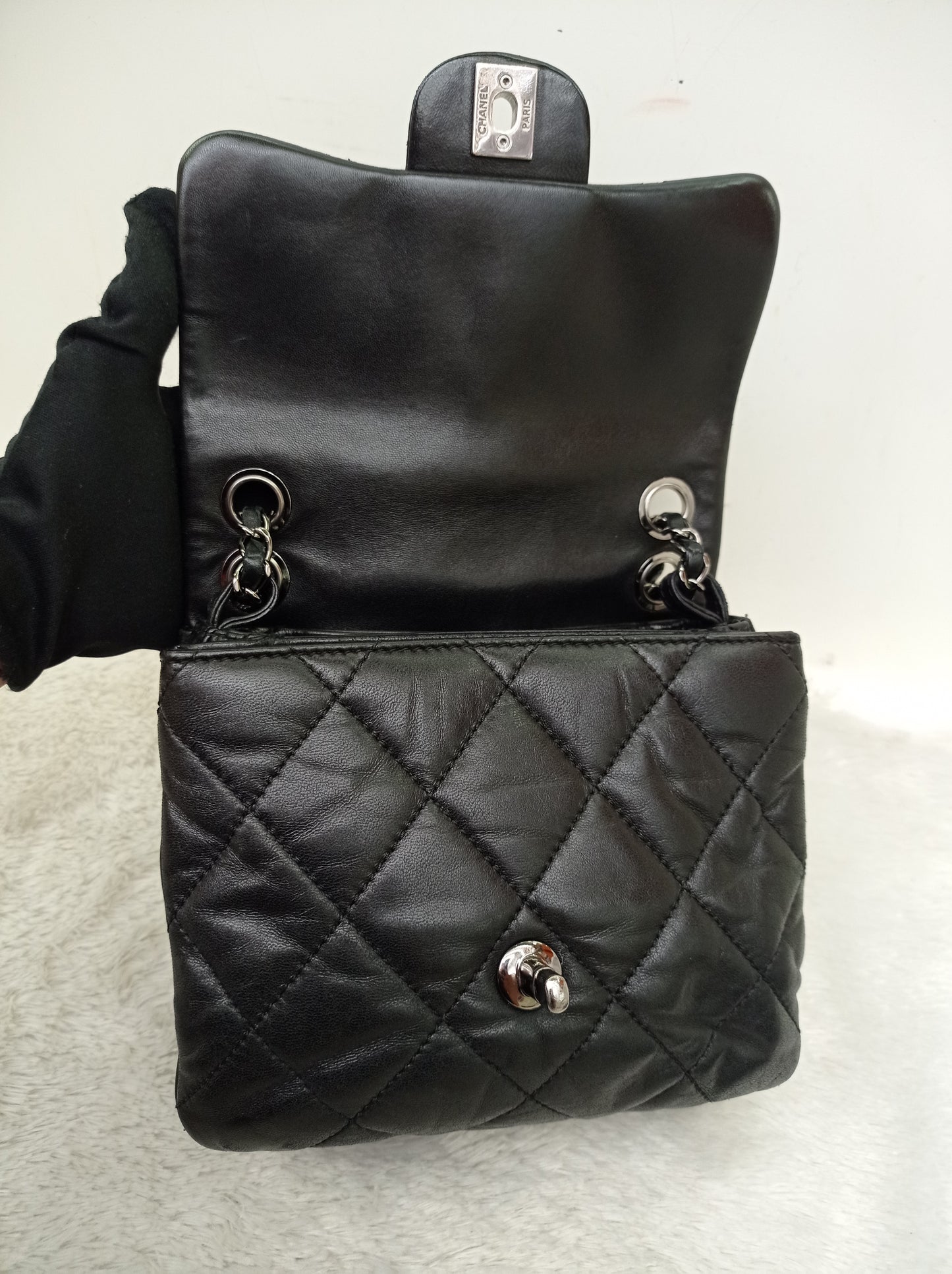 Chanel Accordion Flap Mini Lamb Black SHW #18