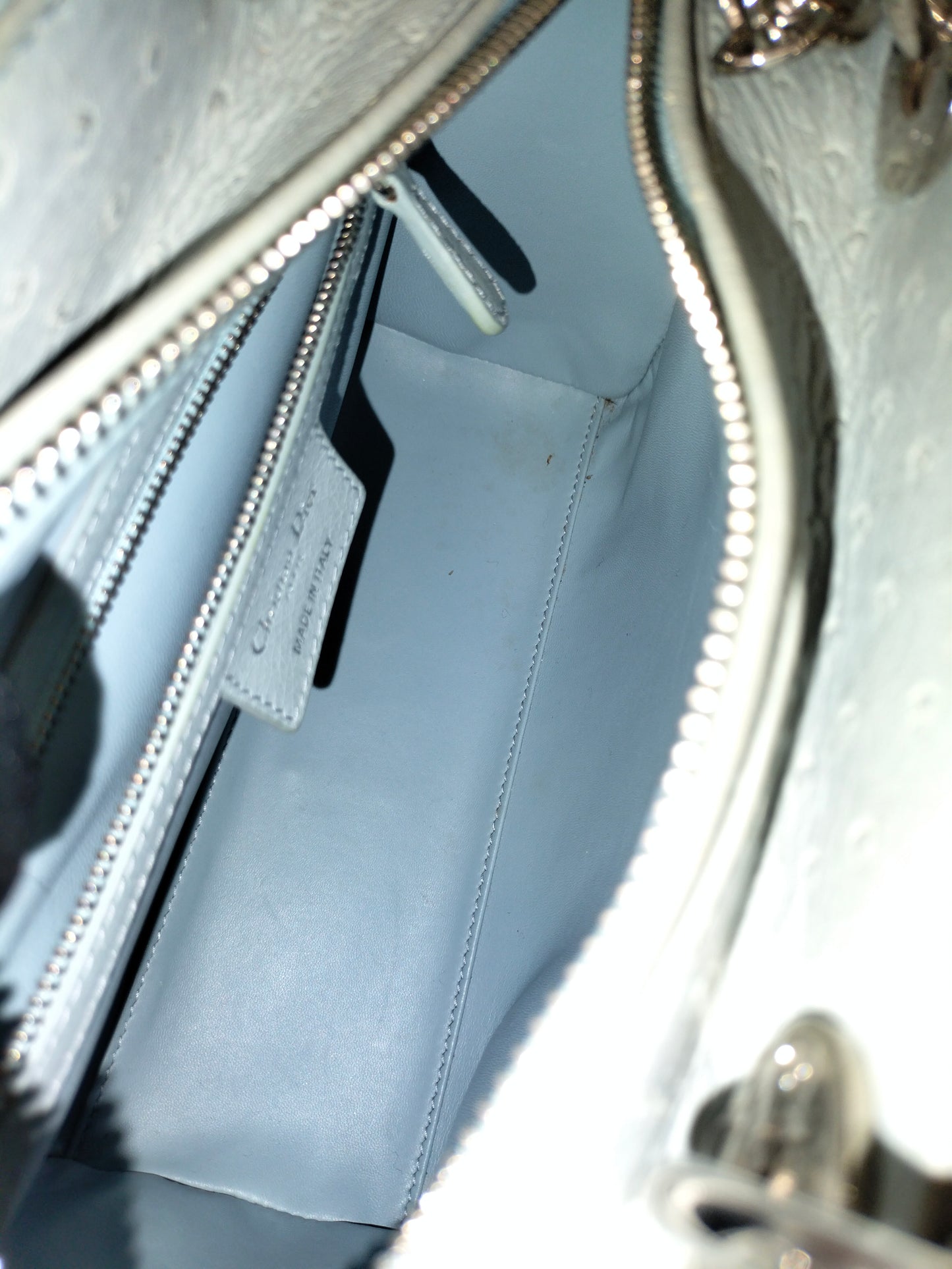 Lady Dior Medium Ostrich Baby Blue SHW 2017