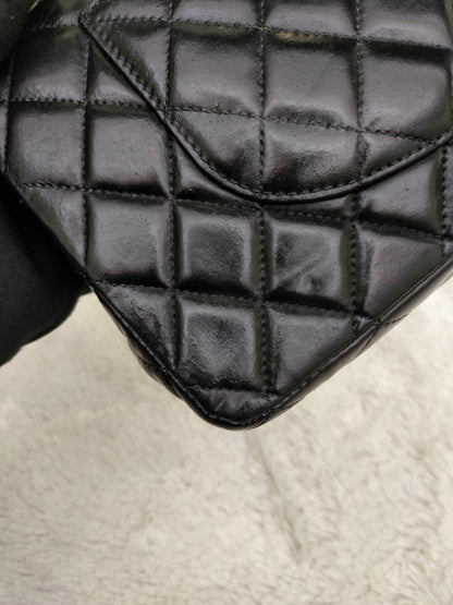 Chanel Medium Patent Black Green SHW DF #15