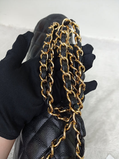 Chanel Maxi Caviar Black GHW DF #24