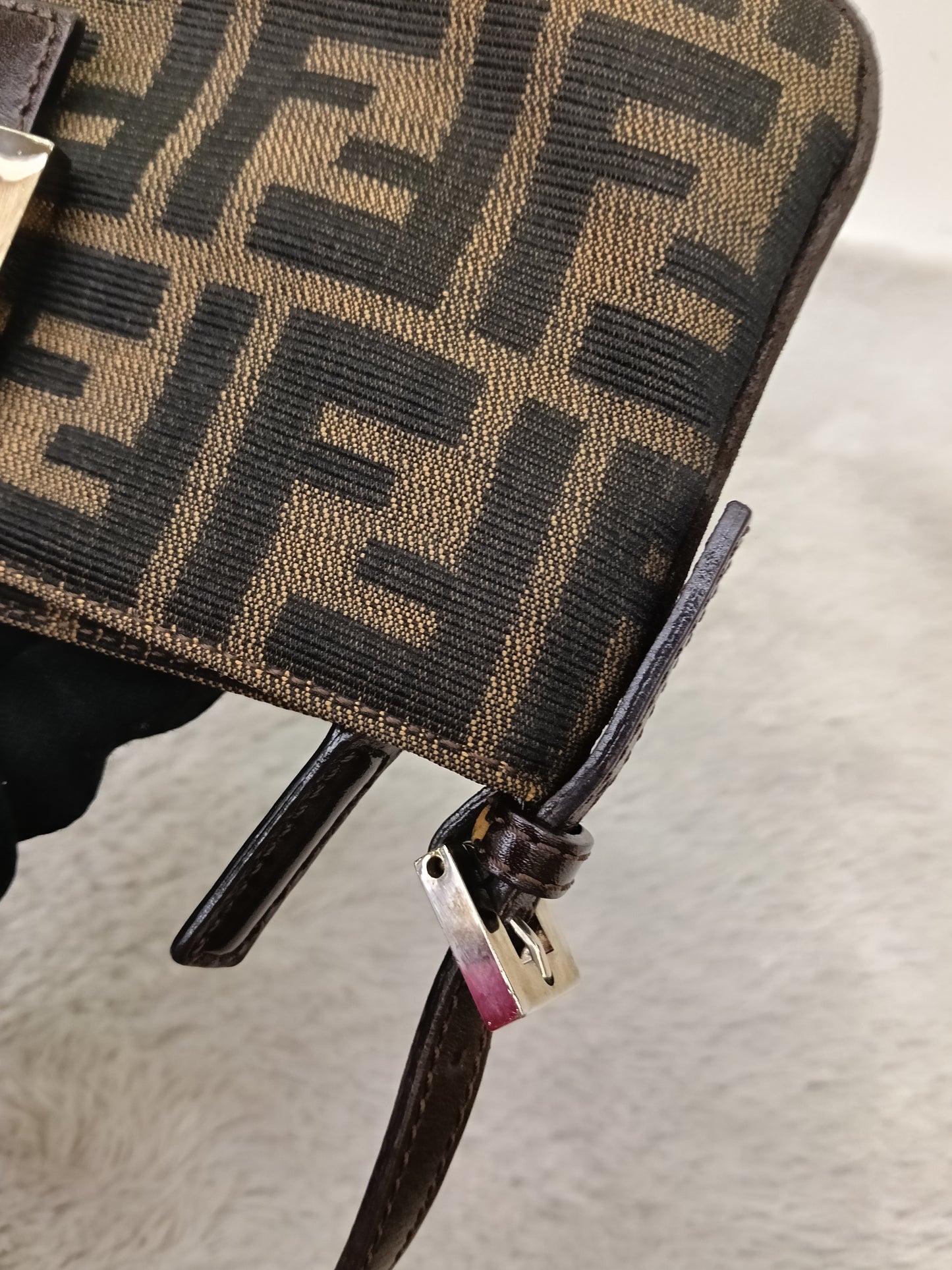 Fendi Pochette Flap Tobacco Zucca Canvas Brown SHW