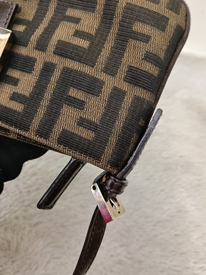 Fendi Pochette Flap Tobacco Zucca Canvas Brown SHW