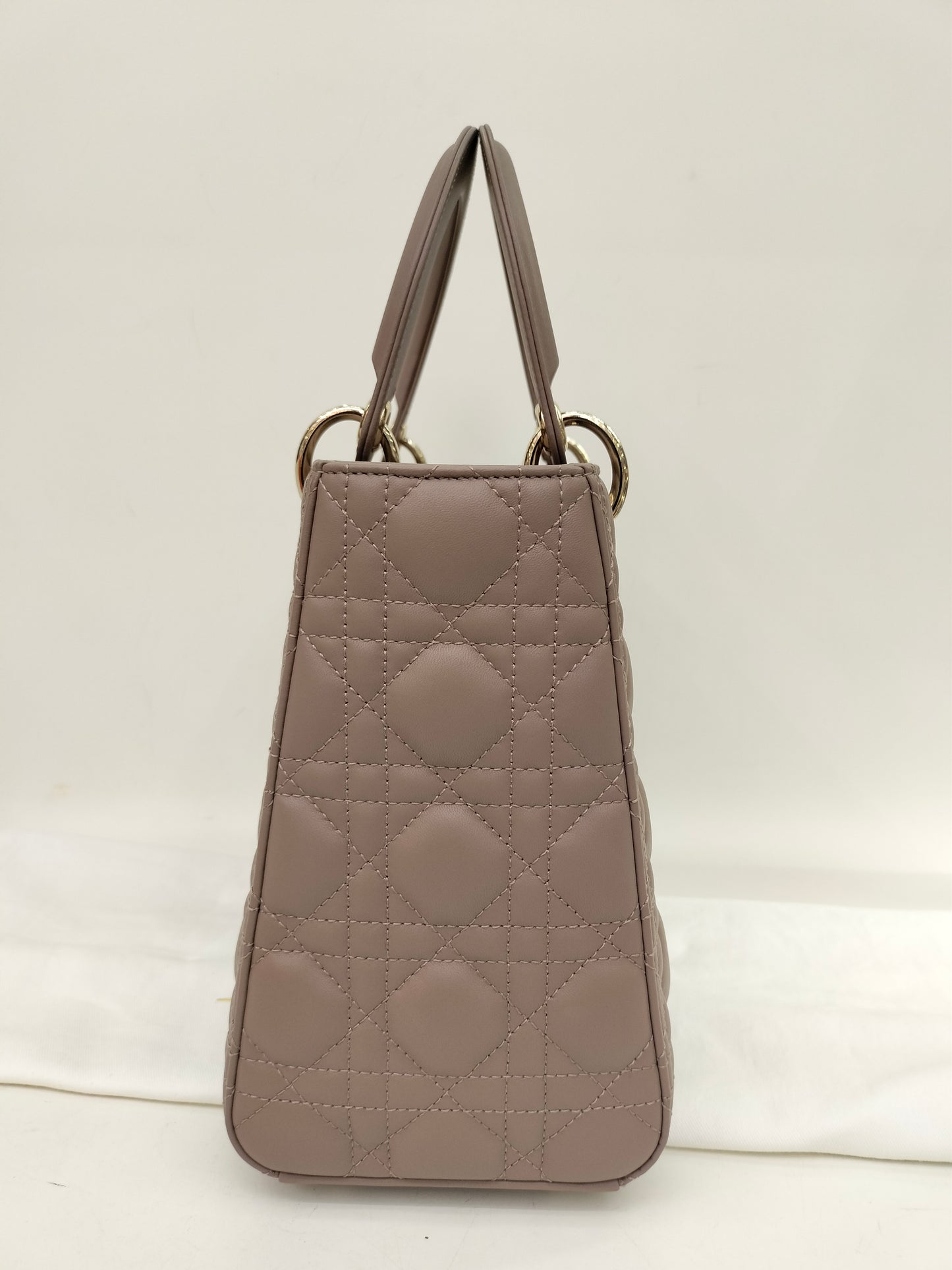 *NBU* Lady Dior Medium Lamb Taupe Enamel Charm GHW