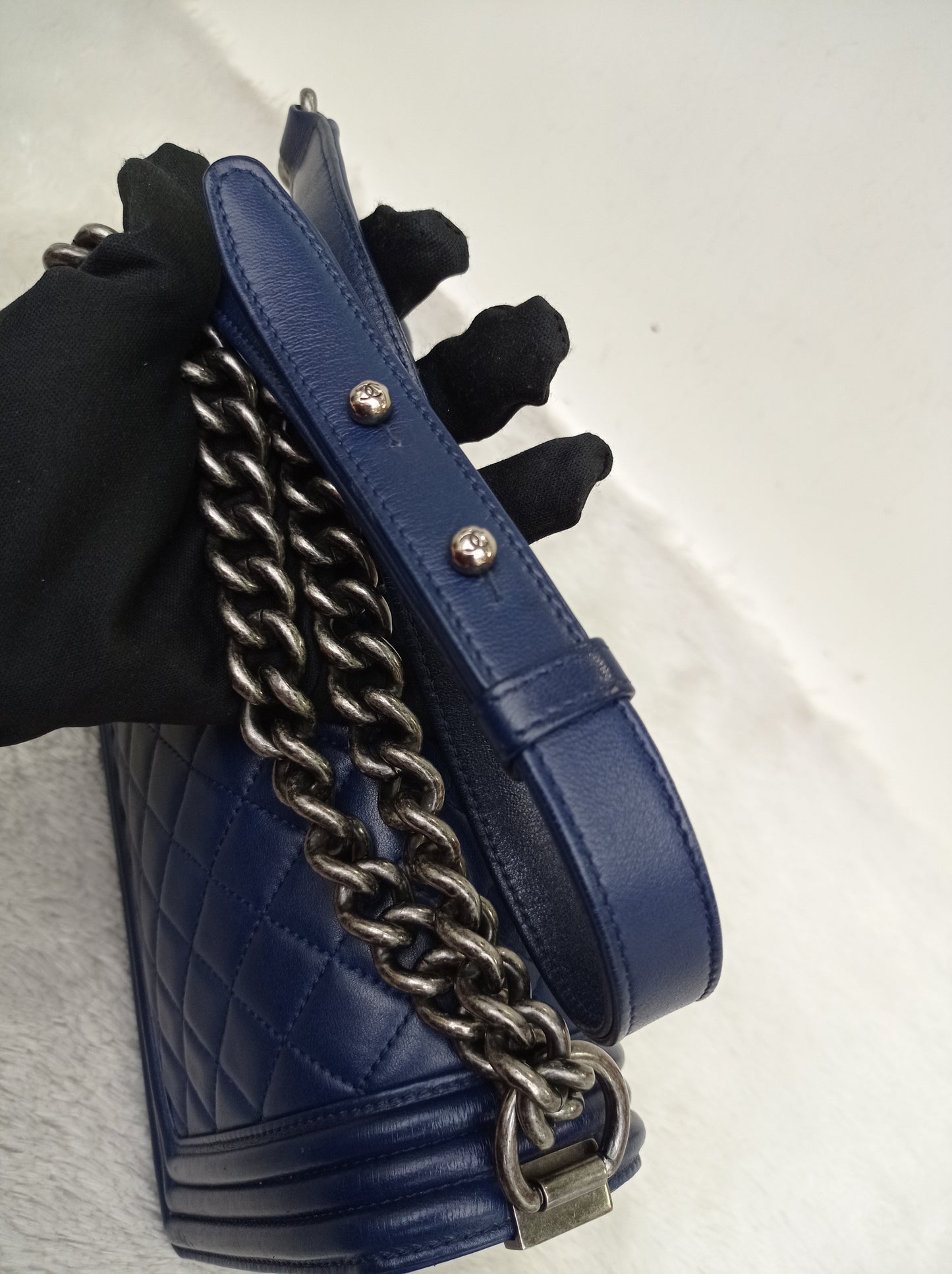 Chanel Boy 25 Lamb Navy Blue RHW #21