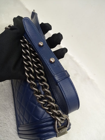 Chanel Boy 25 Lamb Navy Blue RHW #21
