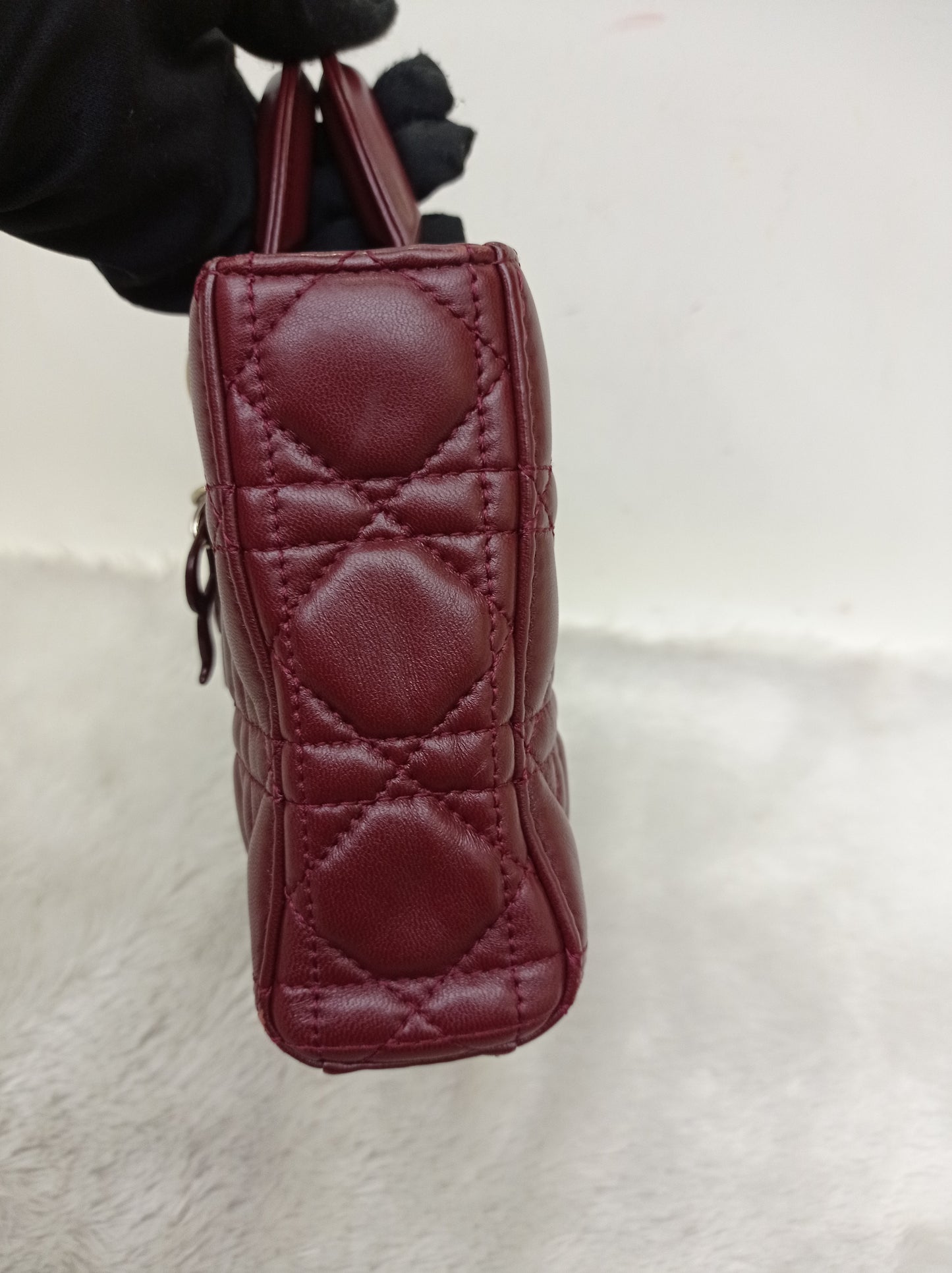 Dior Lady D'Joy Medium Lamb Burgundy GHW 2016