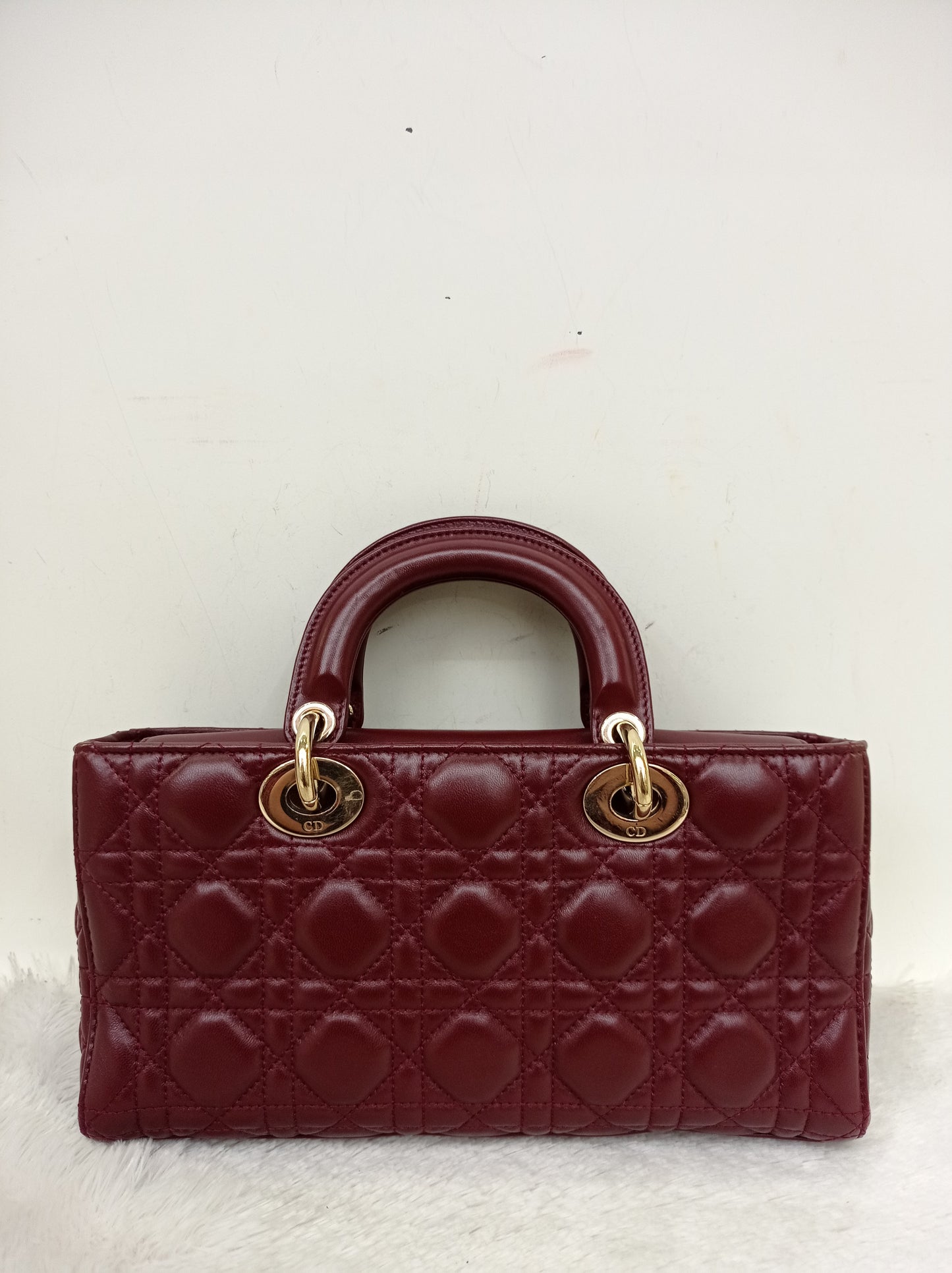 Dior Lady D'Joy Medium Lamb Burgundy GHW 2016