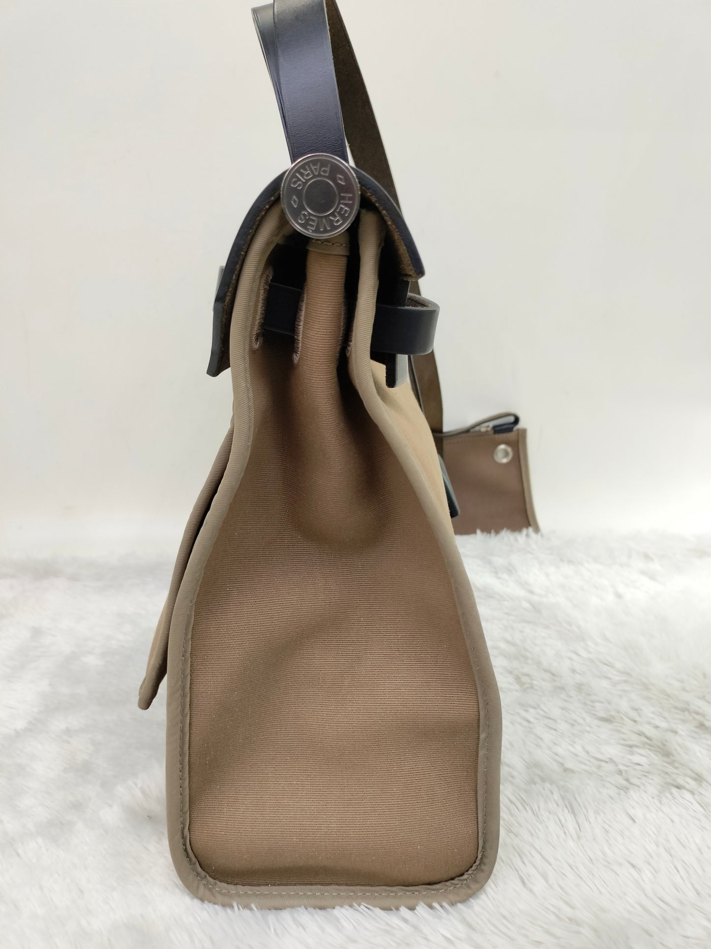 HB31 Zip Canvas Etoupe Flap Bleu Indigo PHW #C