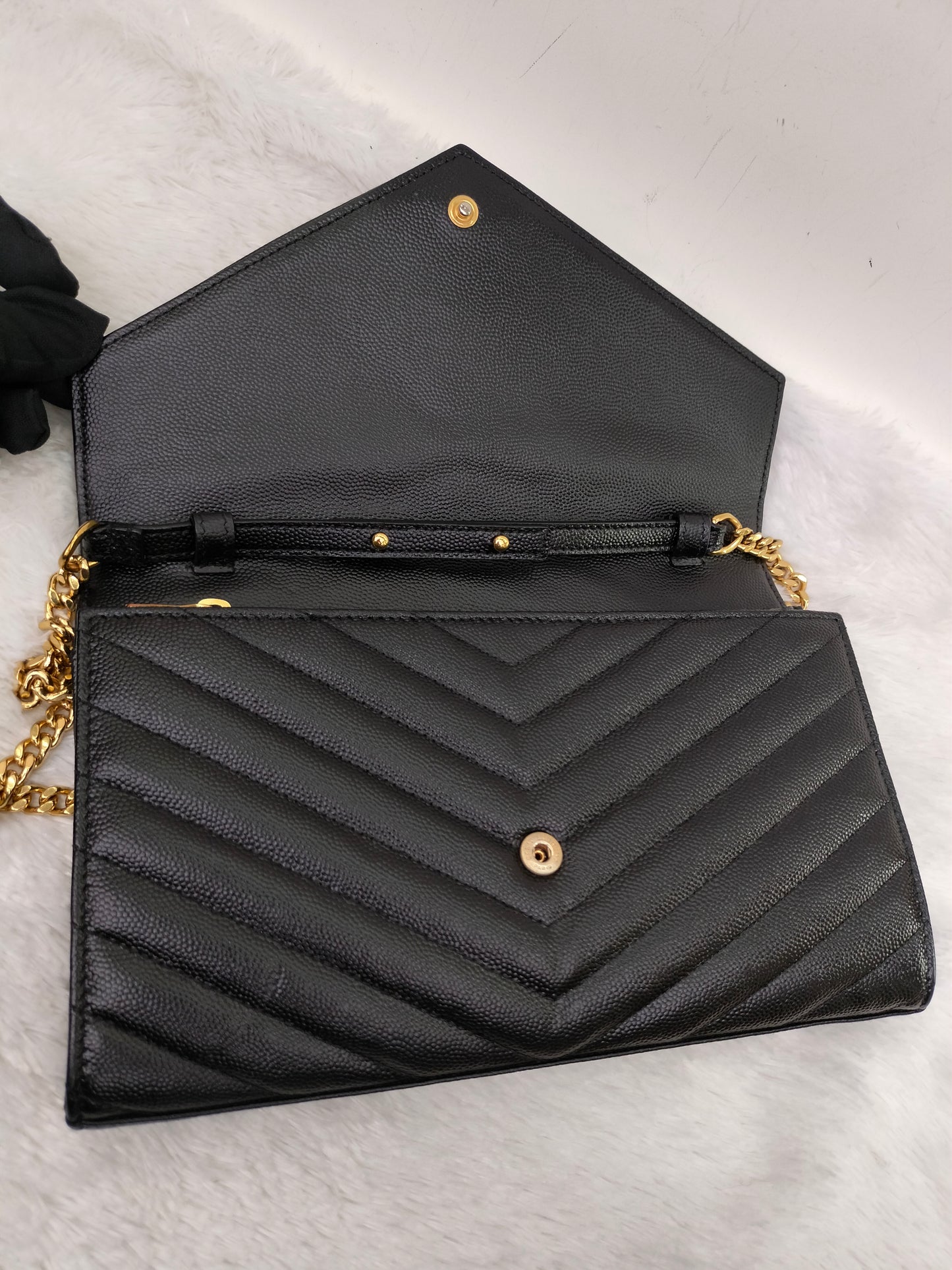 YsL WOC Chevron Grained Black GHW