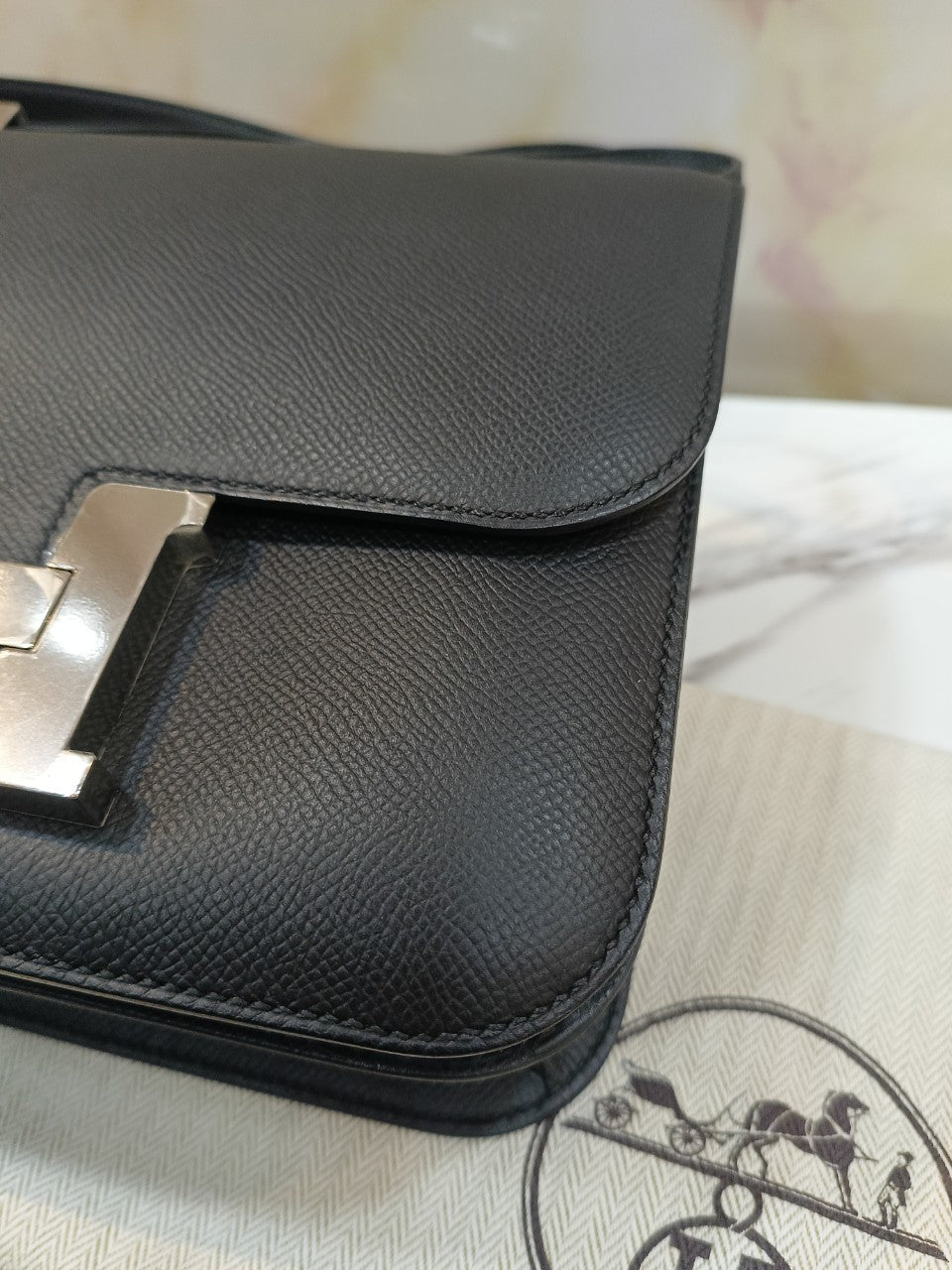 Hermes Constance 24 Epsom Noir PHW #D