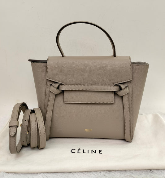 Celine Nano Belt Grained Light Taupe GHW 2019