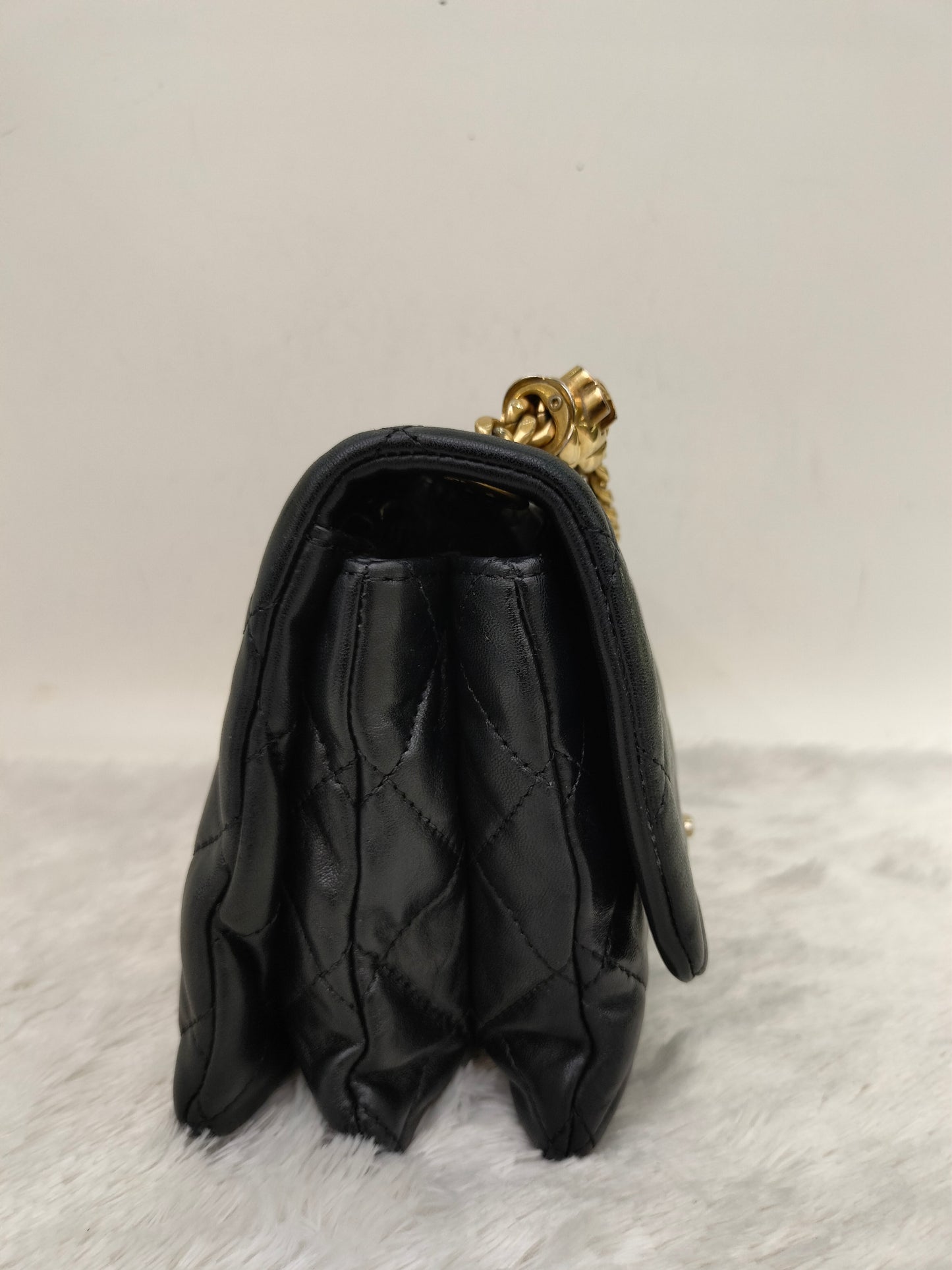 Chanel Small Pillow Crush Flap Lamb Black GHW (CHIP)