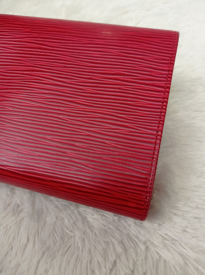 LV Portefeuille Tresor Etui Papiers Wallet Epi Red