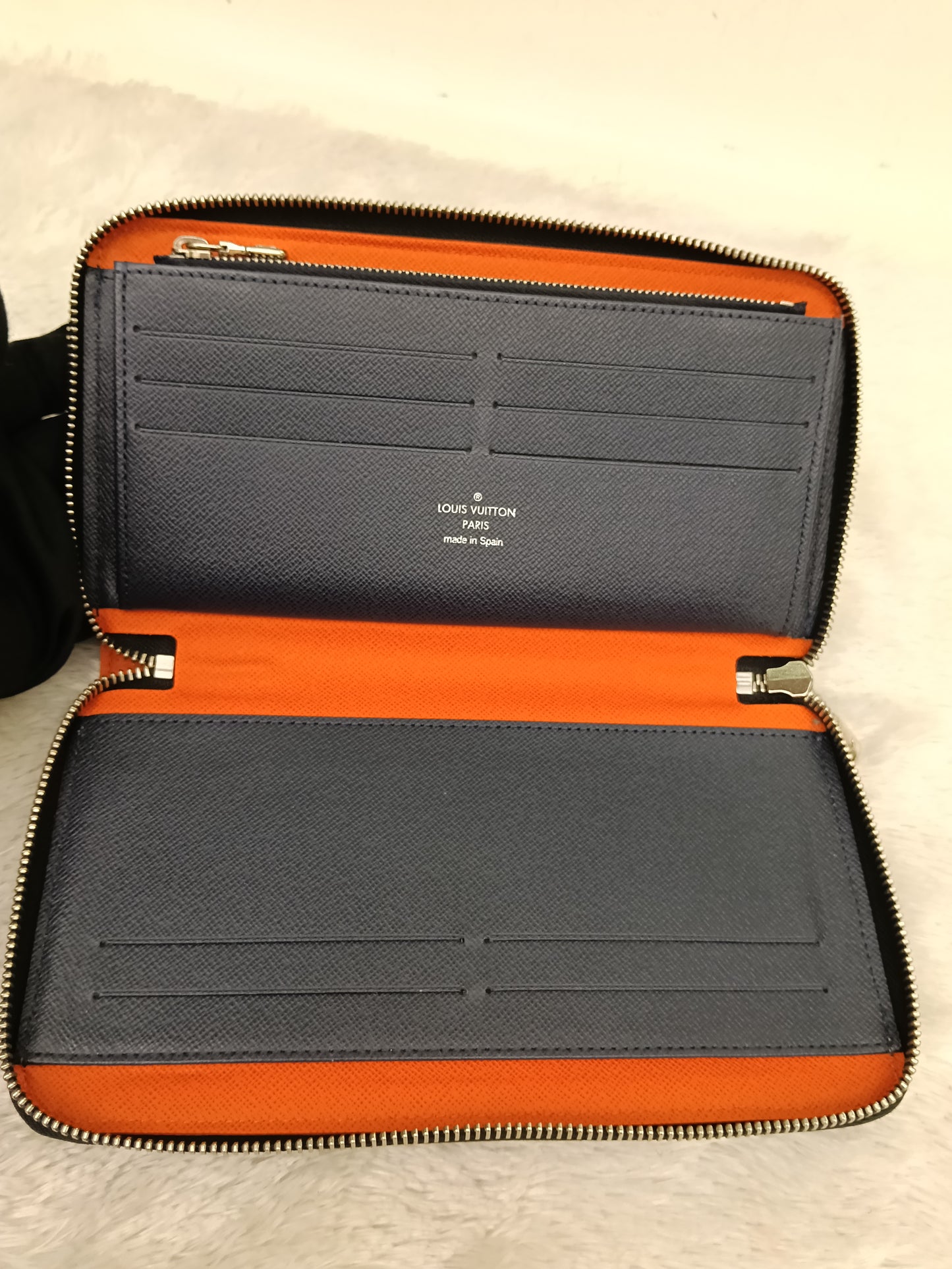 LV Zippy Wallet Long Organizer NM Epi Graphite Blue Gray