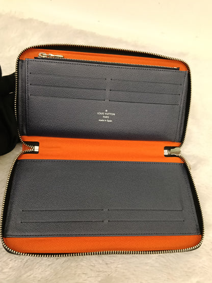 LV Zippy Wallet Long Organizer NM Epi Graphite Blue Gray