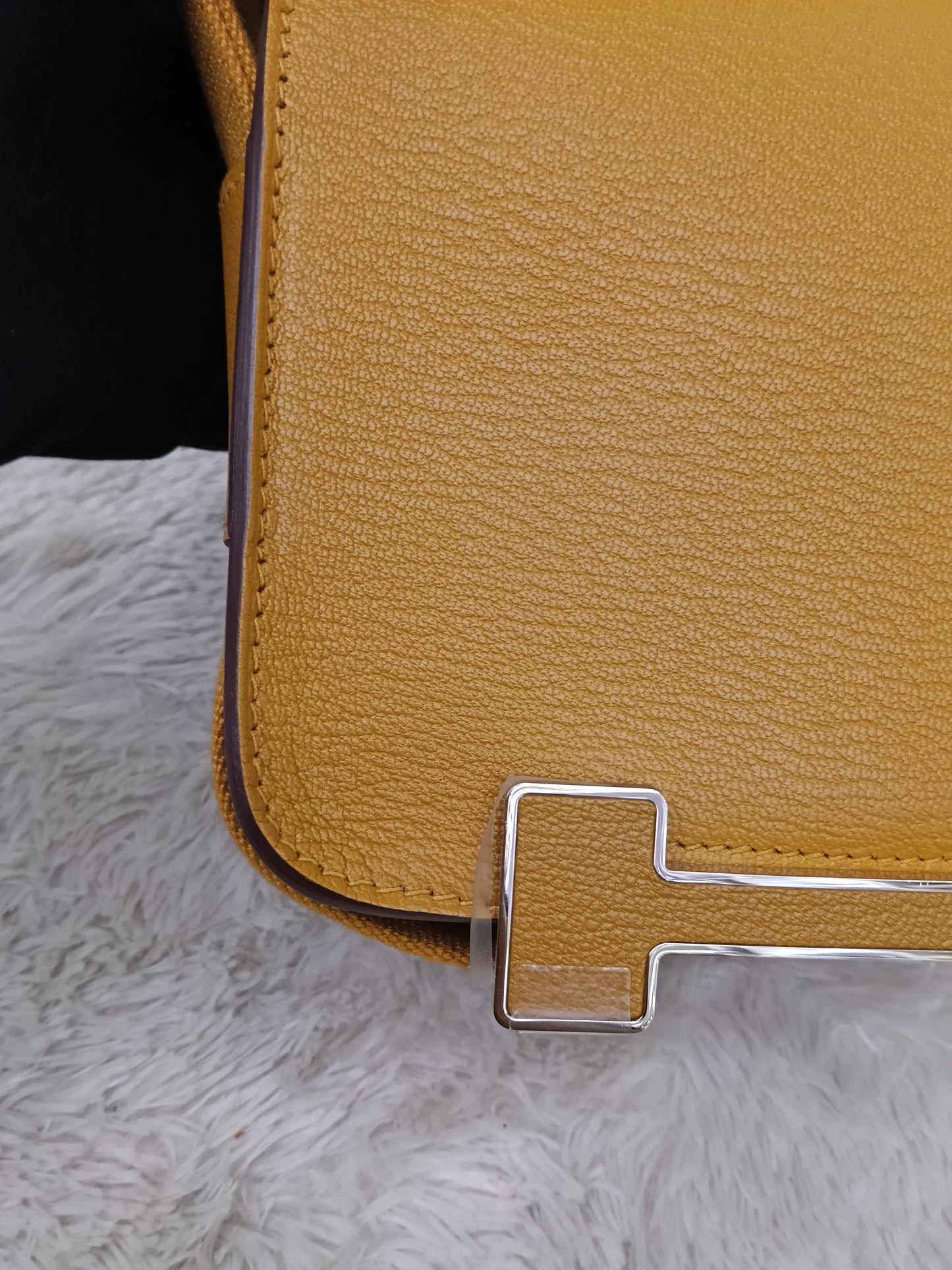 Hermes Geta Chevre Mysore Sangle Caramel PHW #B