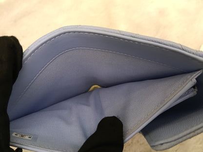 Chanel Trifold Wallet Caviar Light Blue LGHW (CHIP)