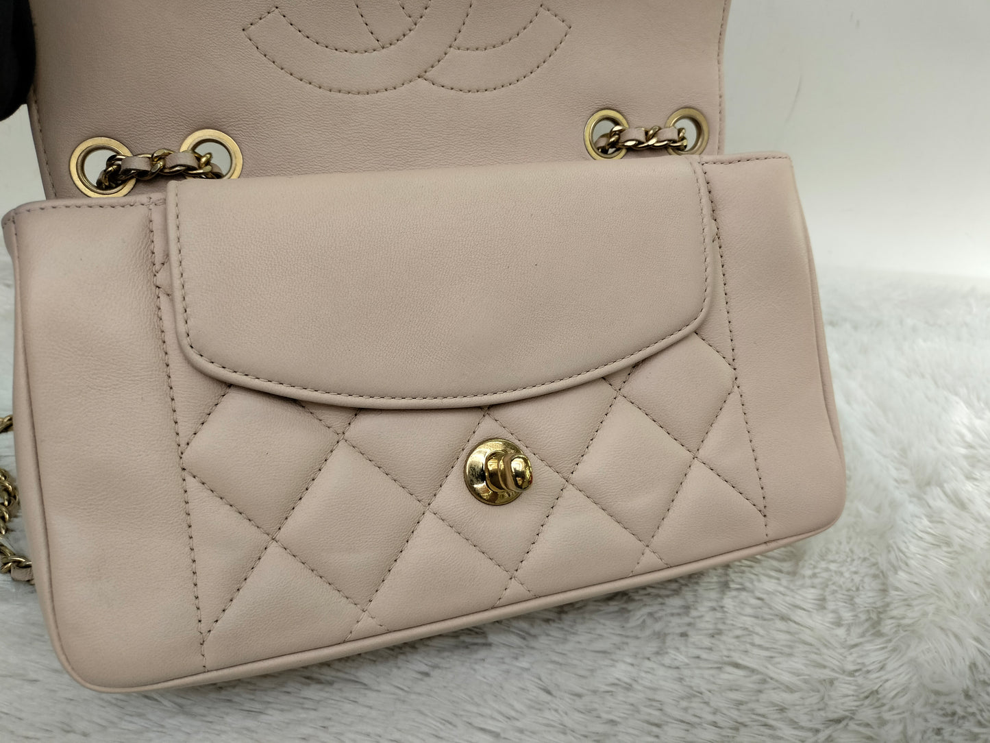 Chanel Diana Flap Small Lamb Light Beige GHW #20