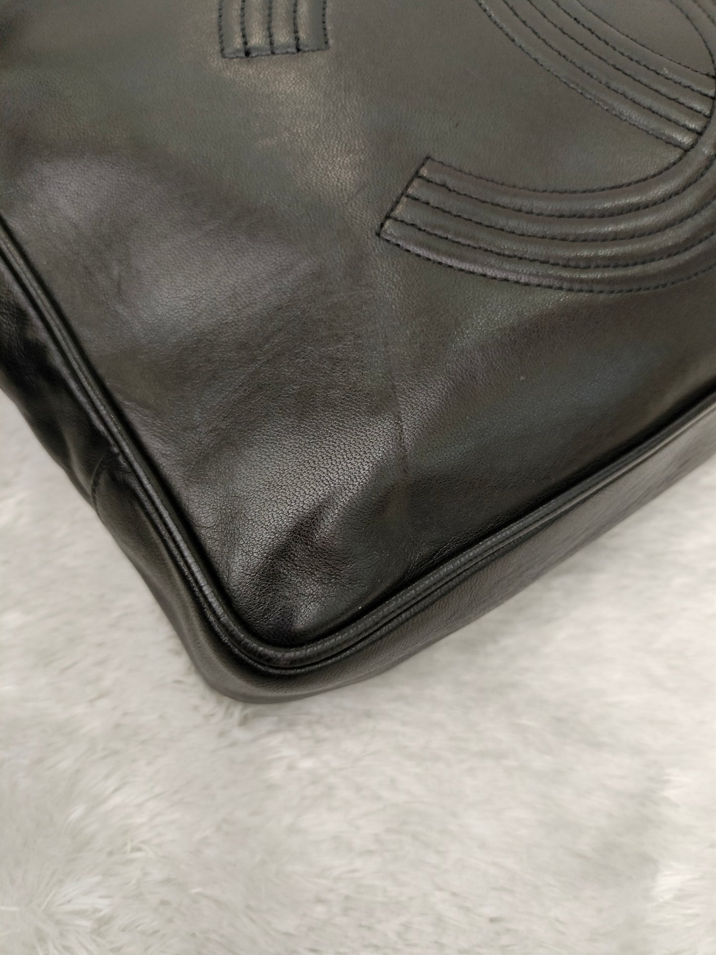 Chanel Tote Vintage Lamb Black Tortoise Chain #3
