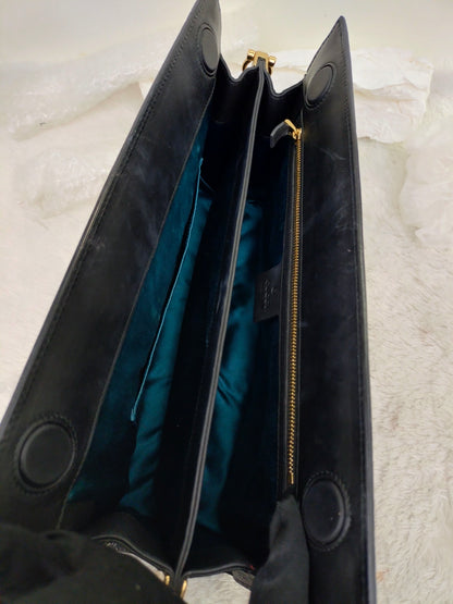 Gucci Ophidia Medium Suede Patent Black Red GHW
