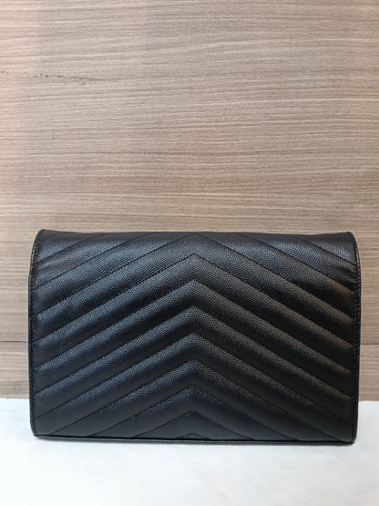 YsL WOC 22 Matelasse Monogramme Grained Black GHW 2018