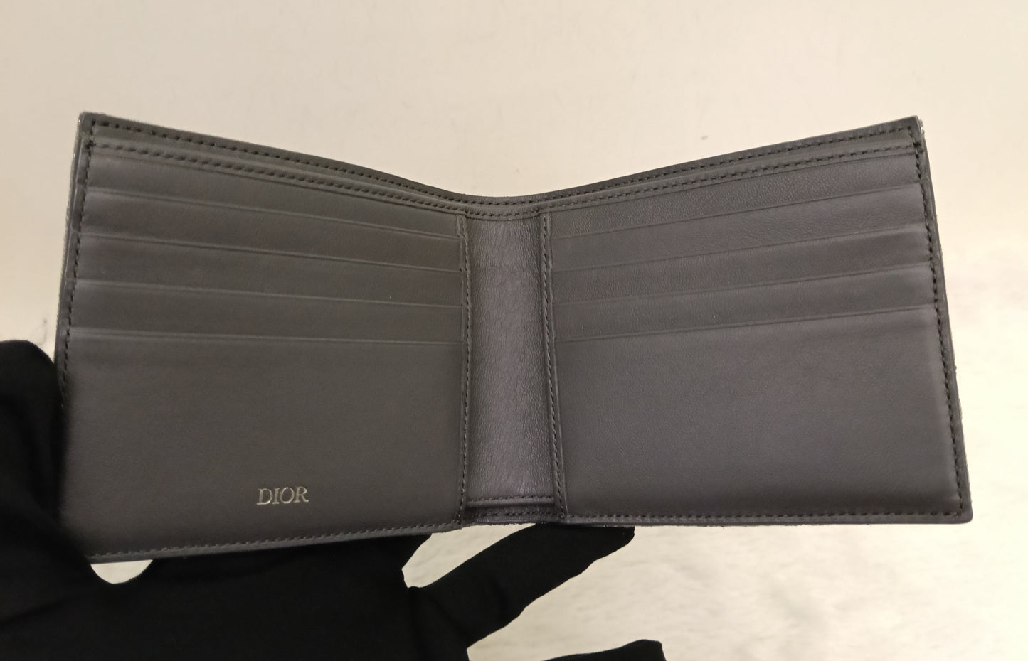Dior Bifold Wallet Oblique Jacquard Ruthenium Grey Silver
