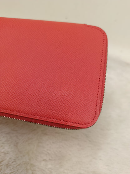 Hermes Azap Long Round Zip Wallet Epsom Orange Poppy PHW #T