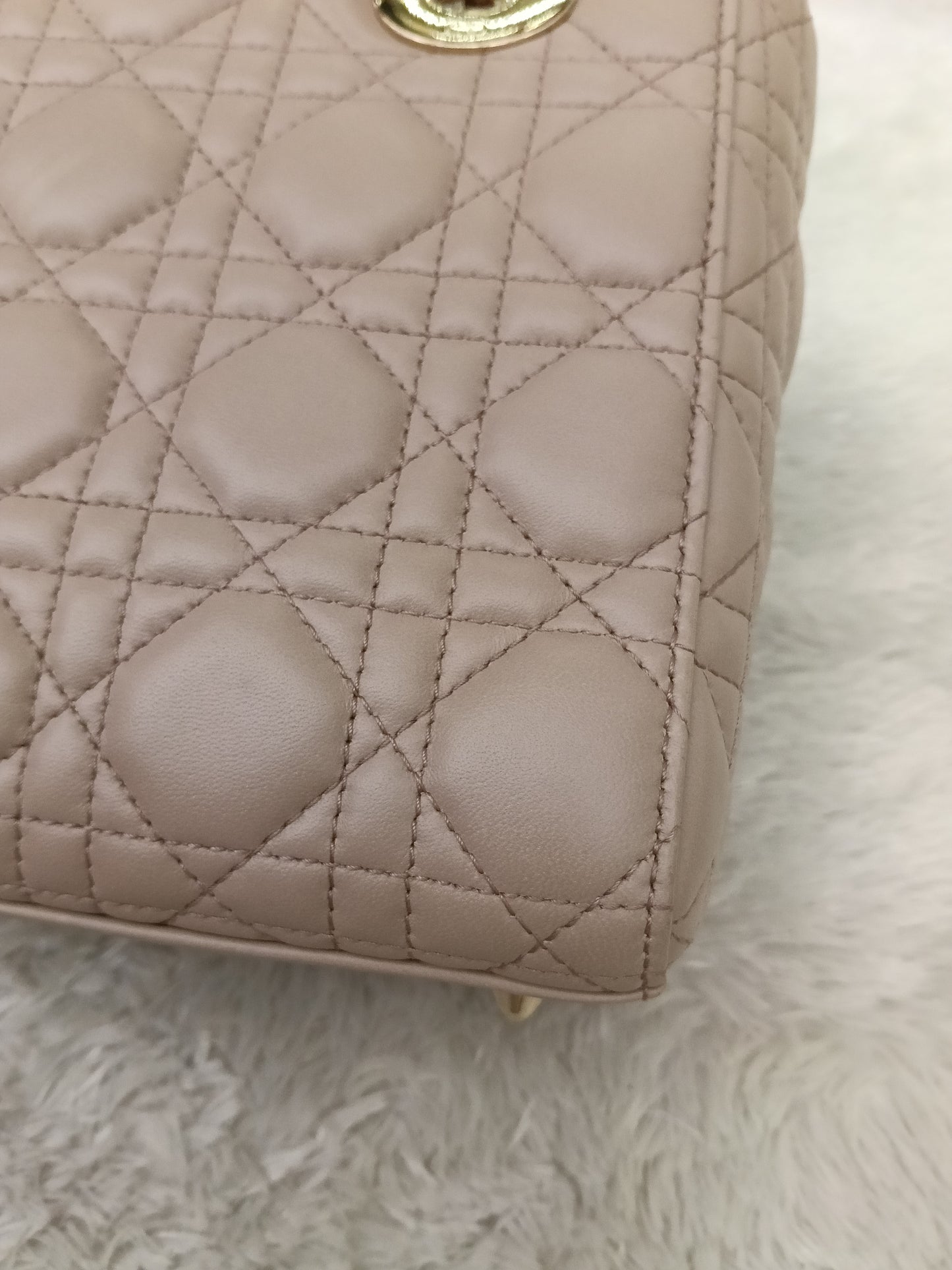 Lady Dior Small Lamb Taupe GHW 2017