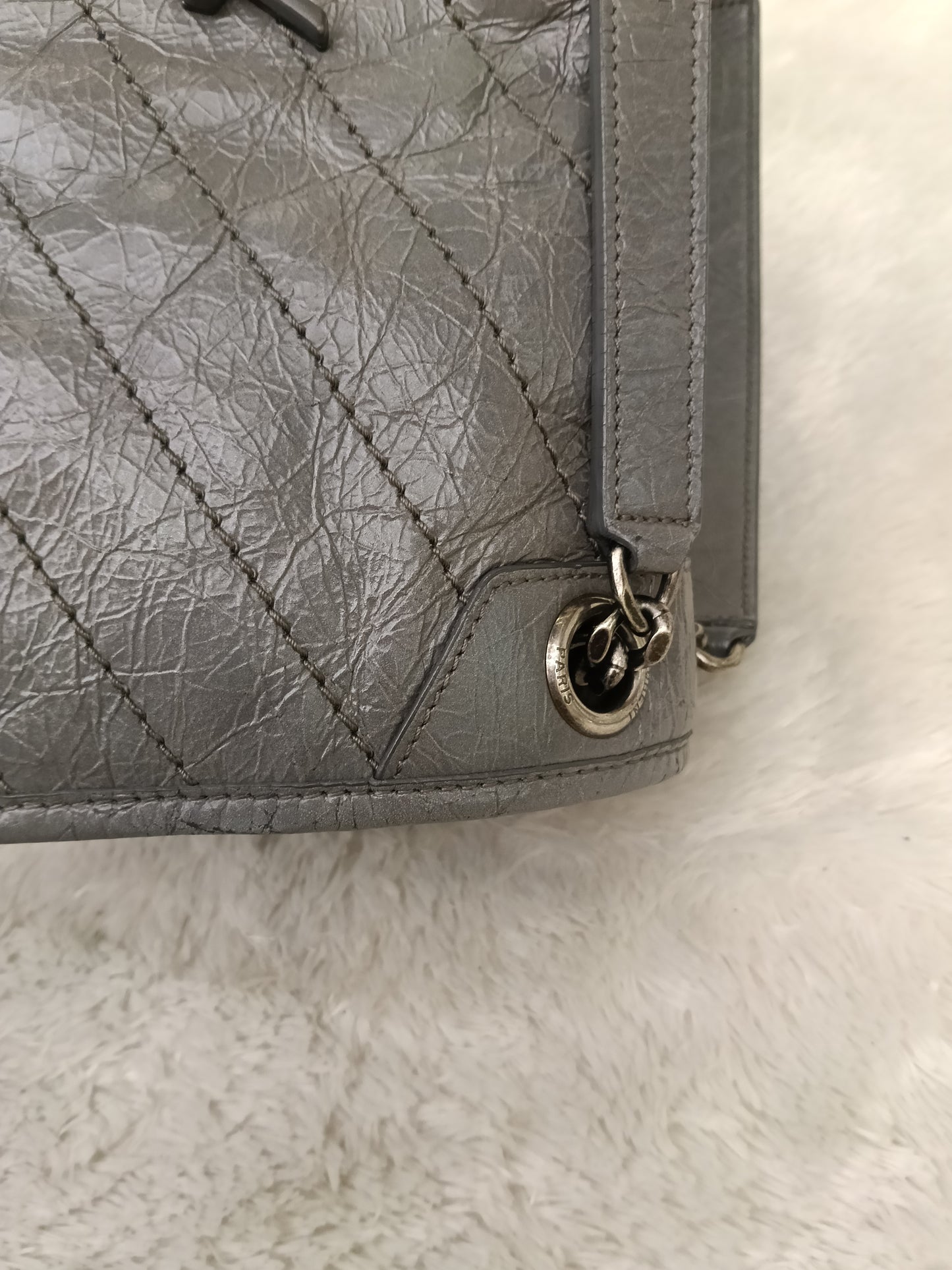 YsL Niki Medium Calfskin Grey RHW 2018