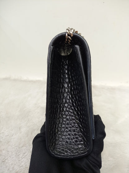 YsL Kate Tassel Medium Croco Embossed Black SHW 2018