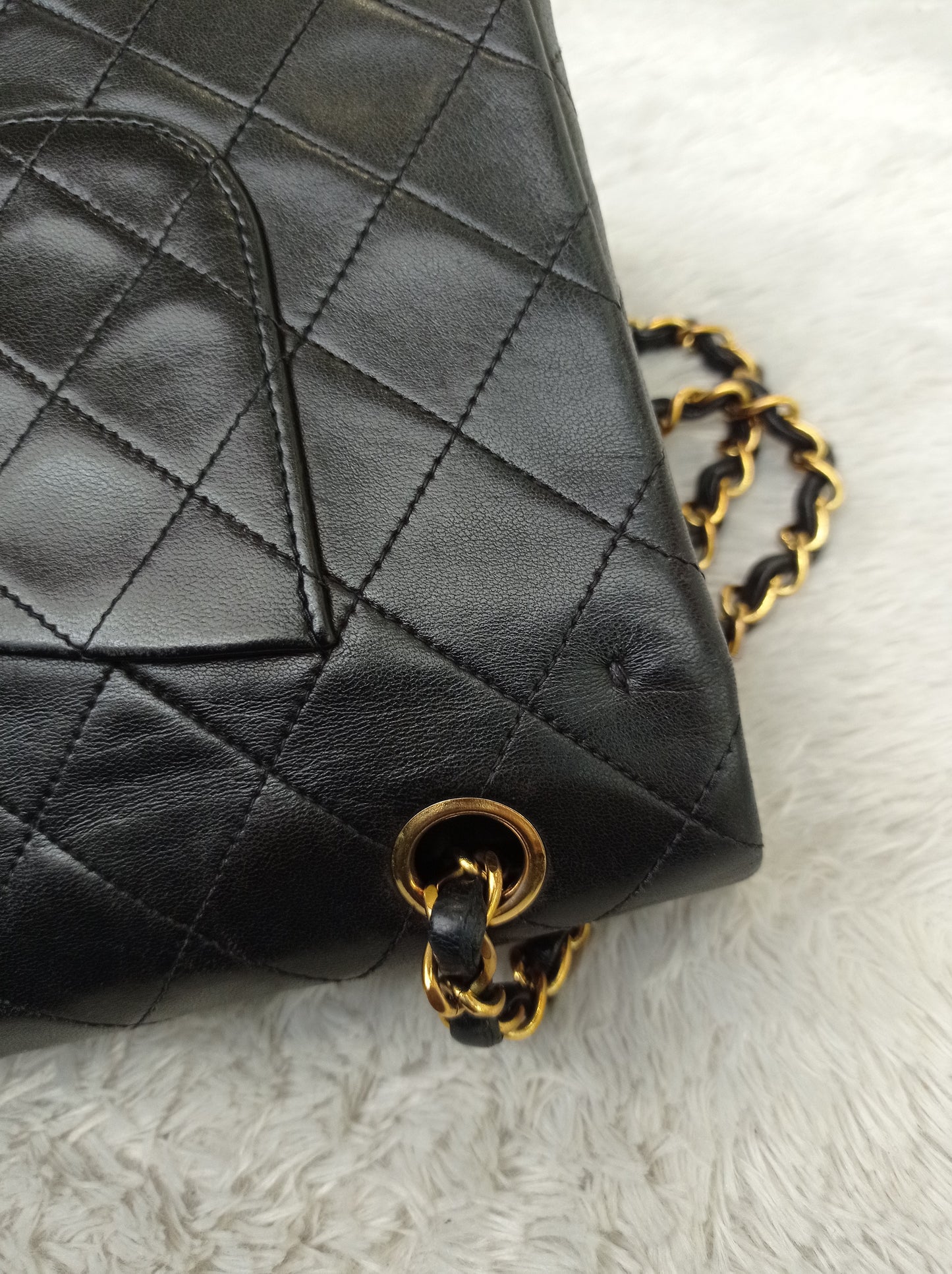 Chanel Medium Lamb Black Vintage GHW DF #2