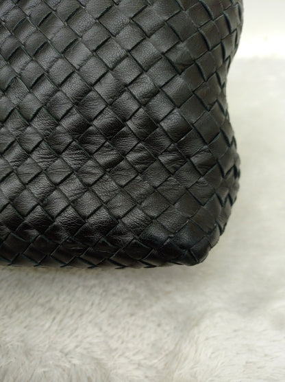 Bottega Veneta Nappa Intrecciato Ayers Brick Tote Black Snake Skin RHW