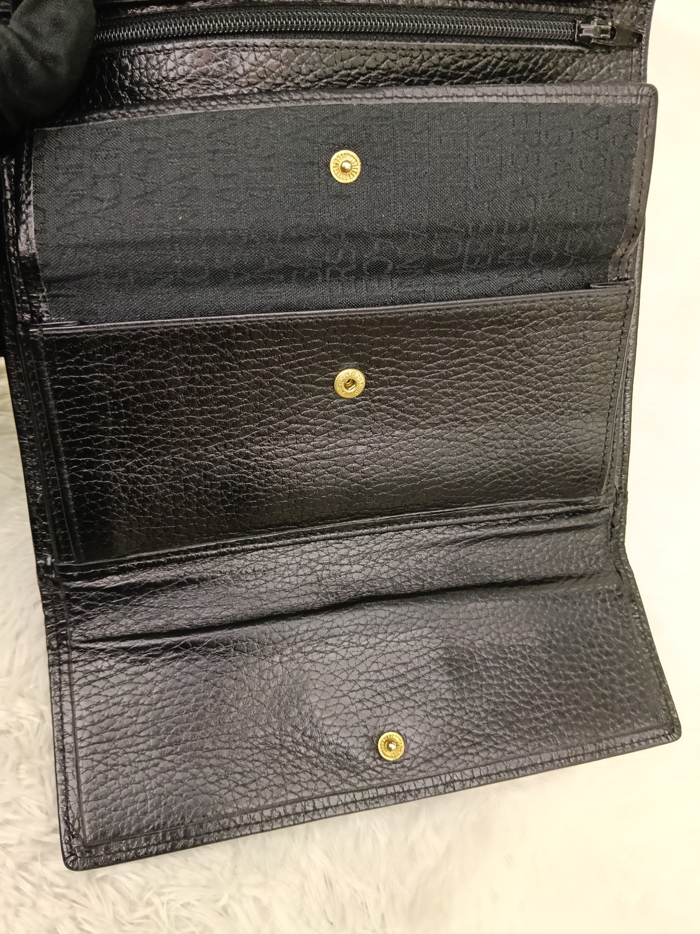 Gianni Versace Medusa Trifold Wallet Grained Black GHW
