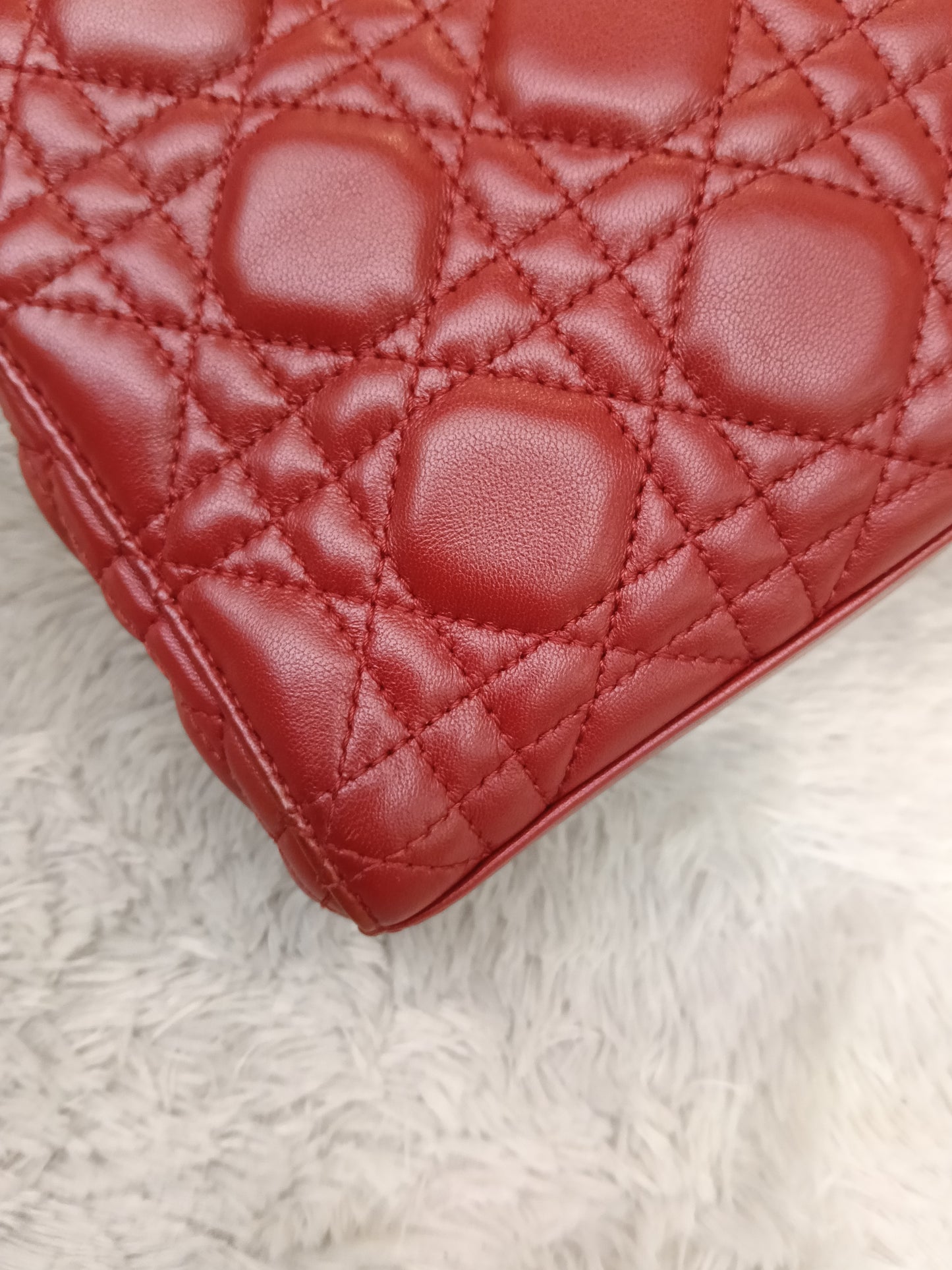 Dior Lady D'Joy Medium Lamb Red GHW 2016