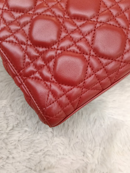 Dior Lady D'Joy Medium Lamb Red GHW 2016