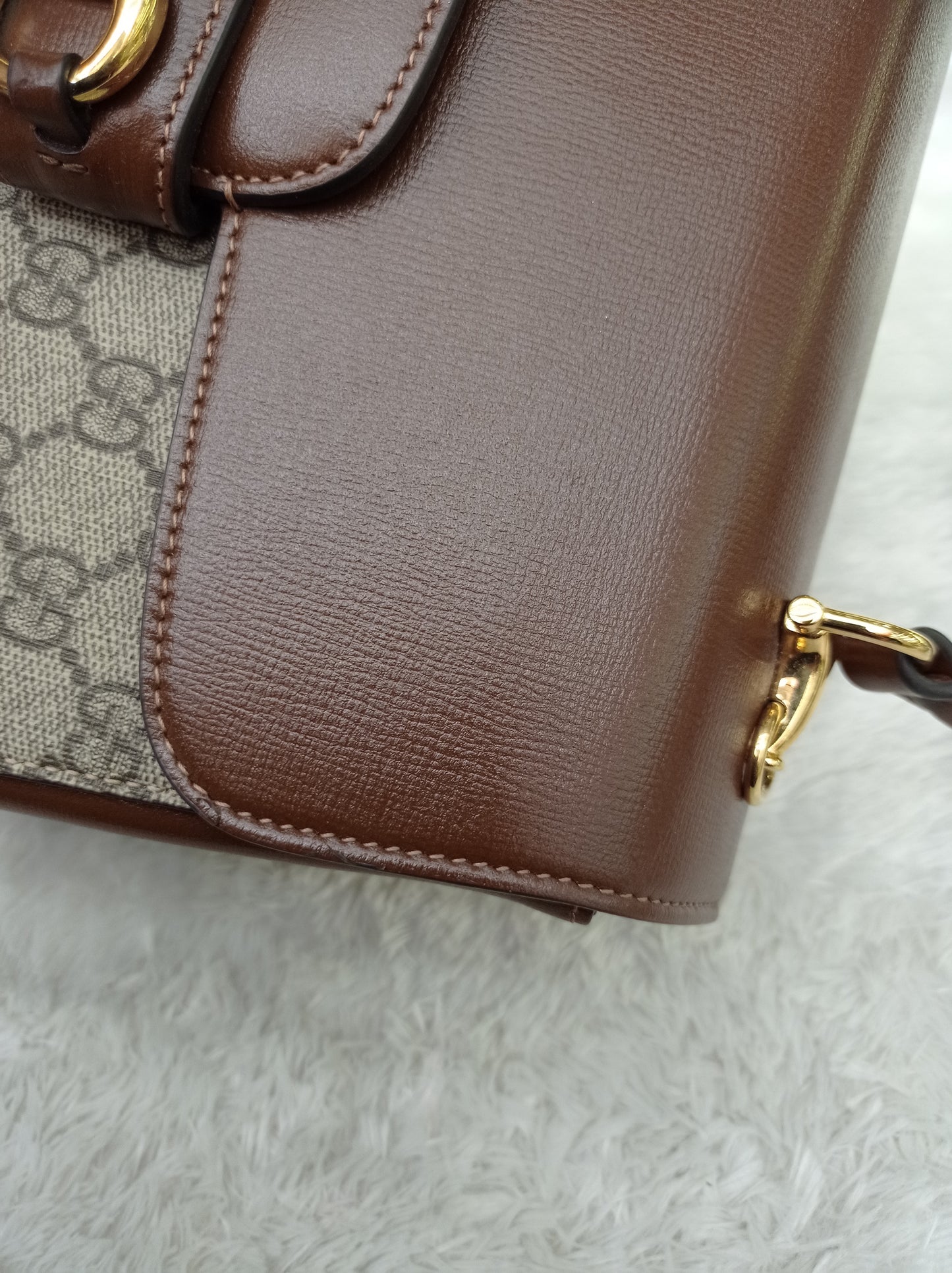 Gucci Top Handle Horsebit Medium Brown GHW