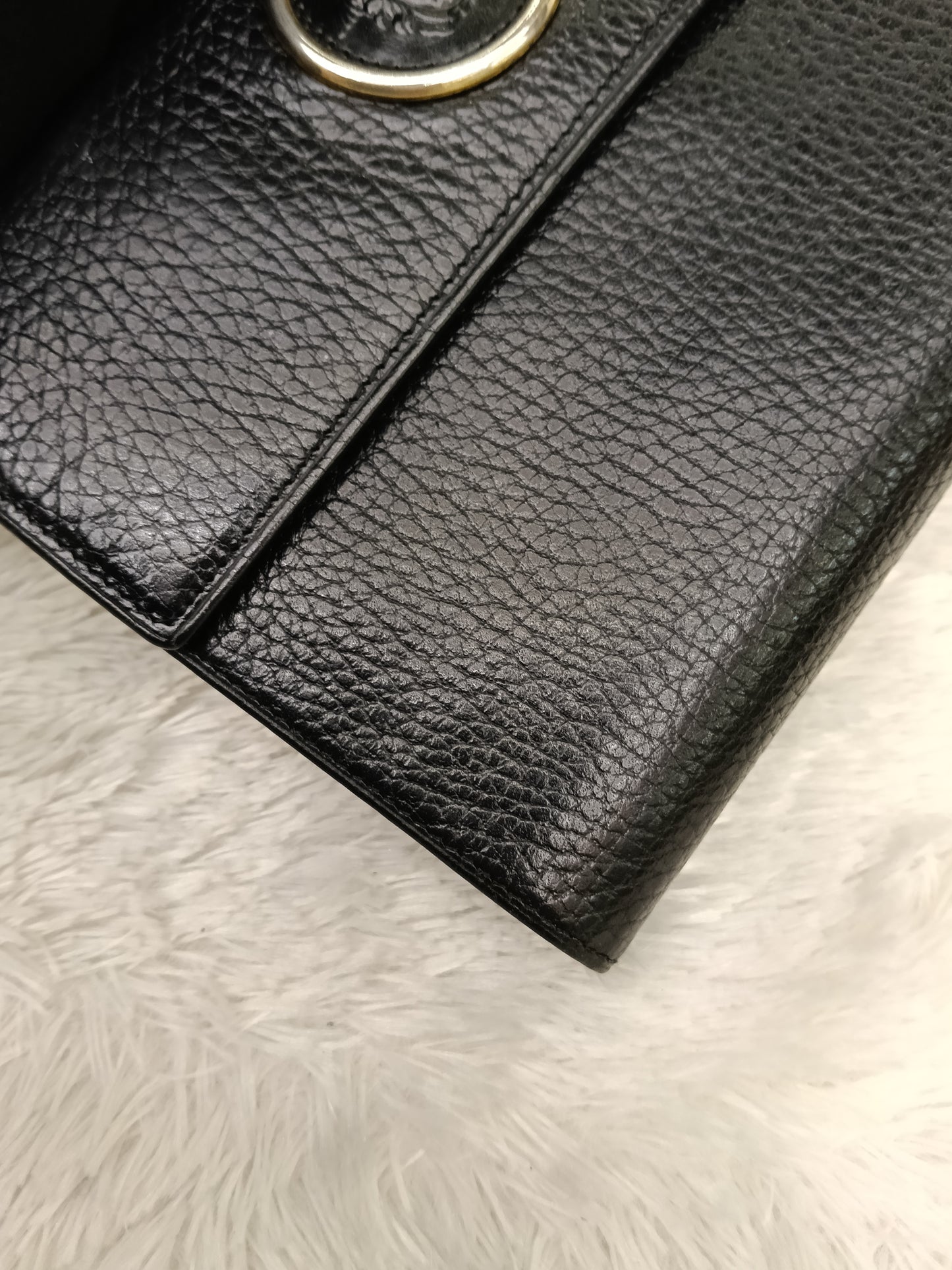 Gianni Versace Medusa Trifold Wallet Grained Black GHW