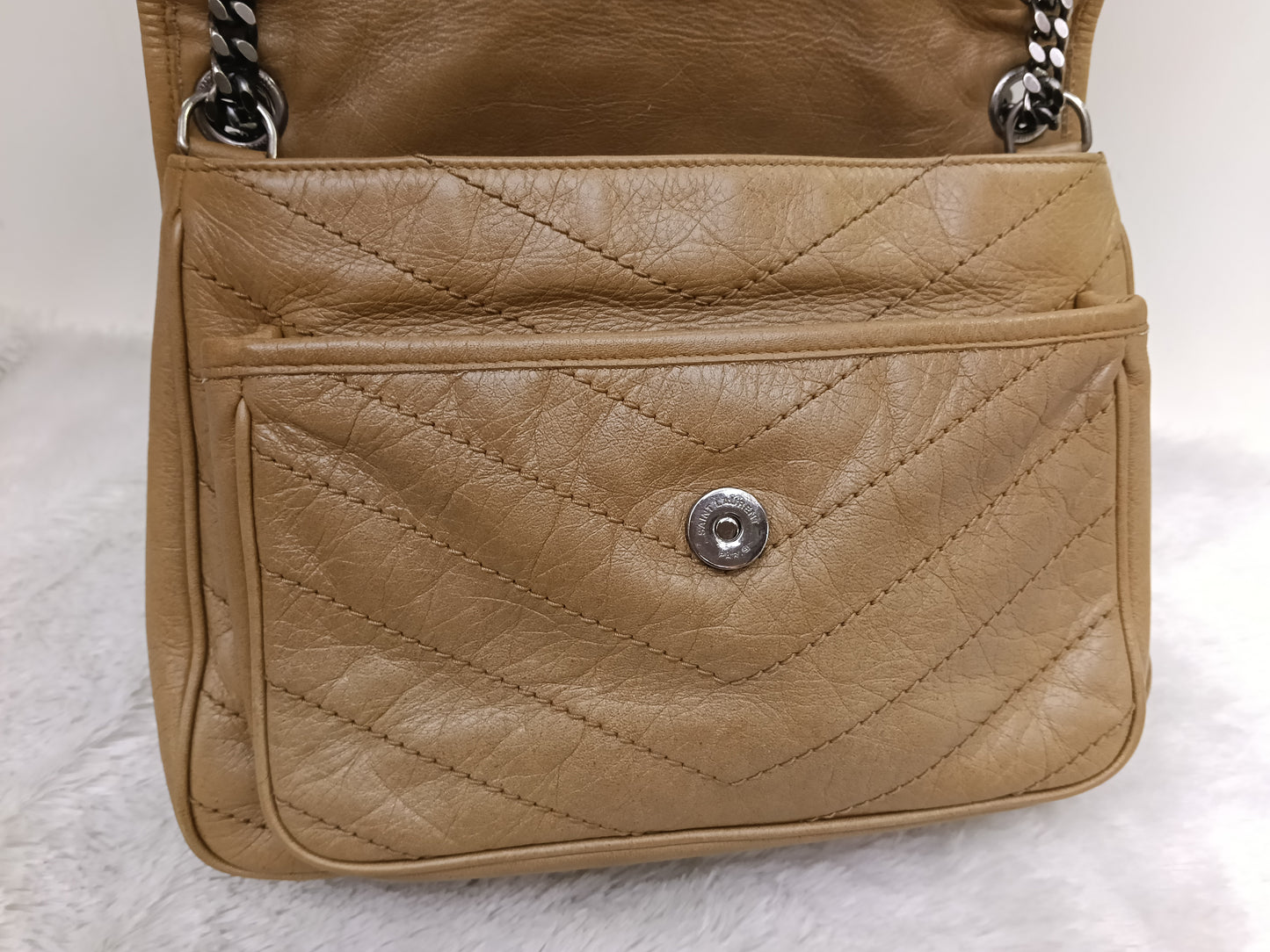 YsL Niki Medium Calfskin Dark Beige RHW 2020
