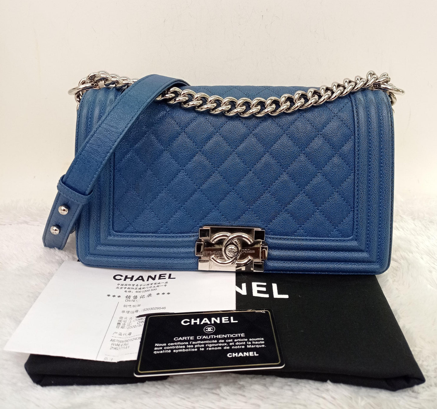 Chanel Boy 25 Caviar Blue SHW #29