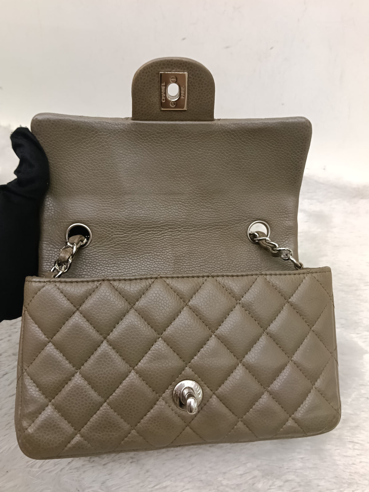 Chanel Mini Rectangular Caviar Khaki SHW SF #17