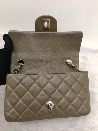 Chanel Mini Rectangular Caviar Khaki SHW SF #17