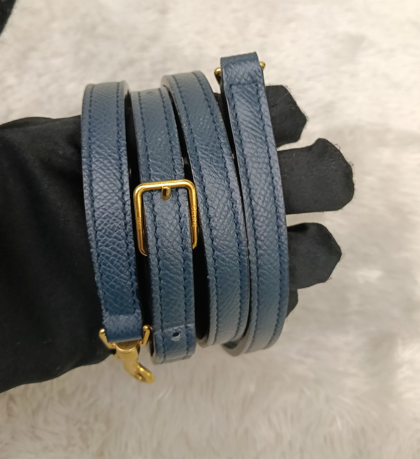 Celine Nano Belt Grained Abyss Blue GHW 2018
