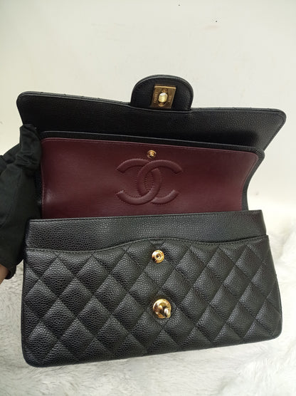 Chanel Medium Caviar Black GHW DF (CHIP)