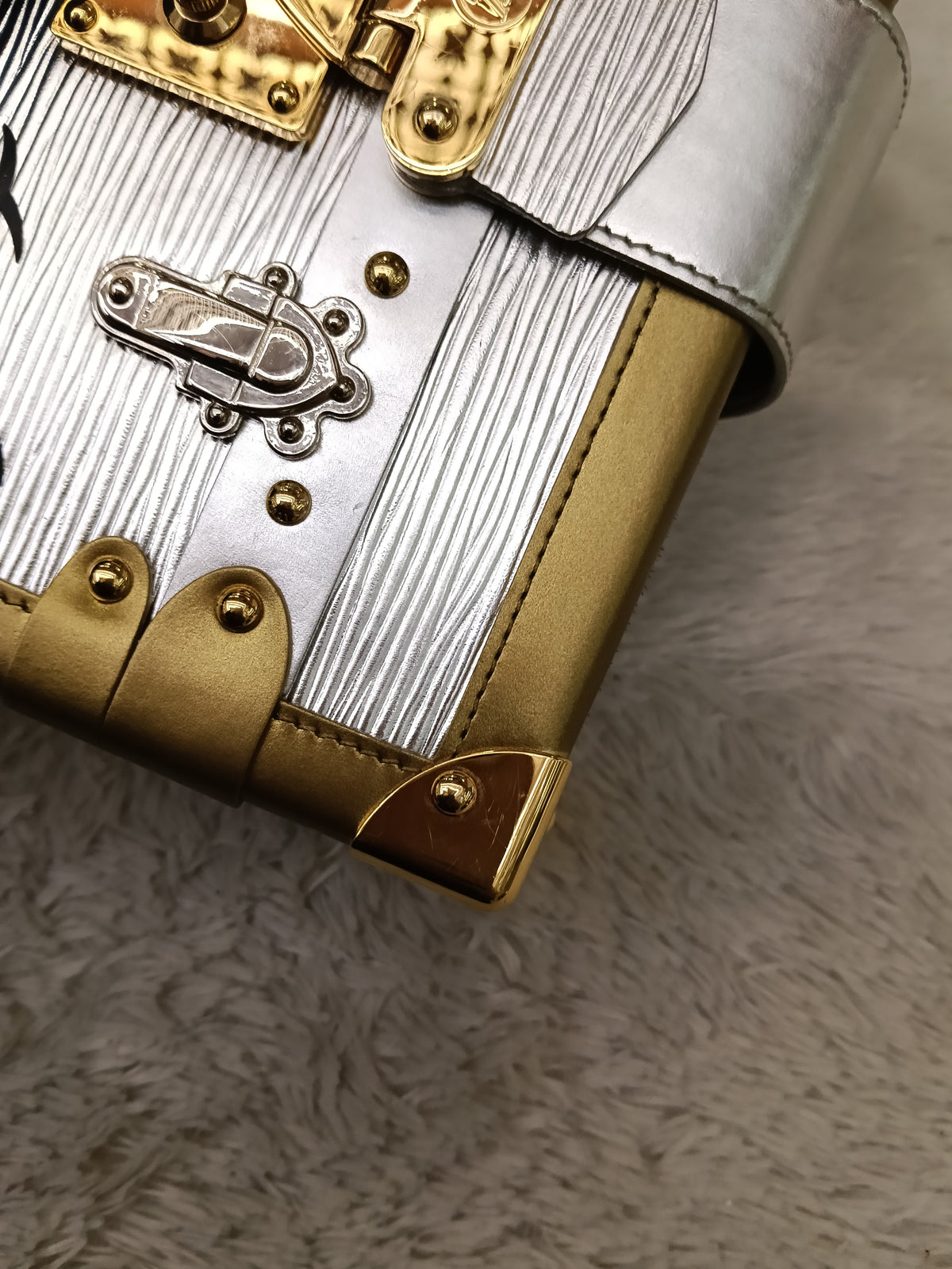 LV Petite Malle Epi Metallic Silver Gold 2017