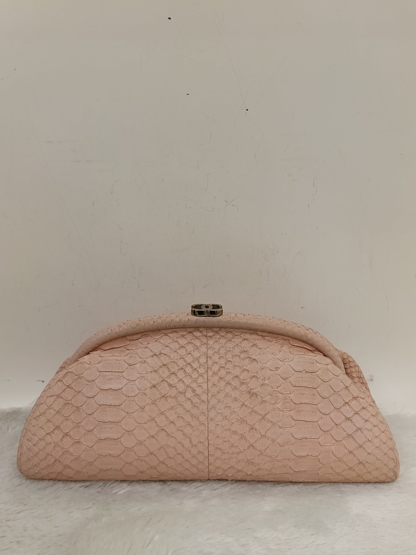 Chanel Timeless Clutch Python Pink Peach SHW #14