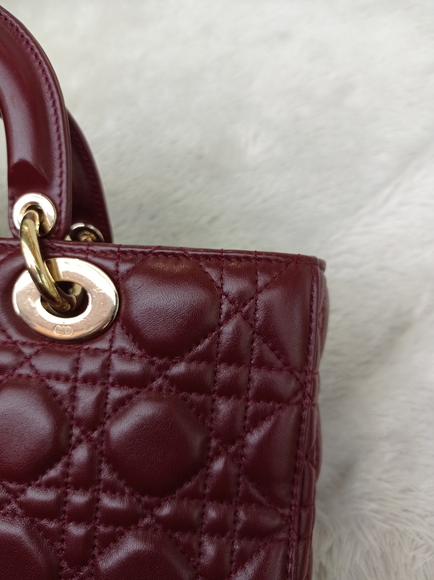 Dior Lady D'Joy Medium Lamb Burgundy GHW 2016
