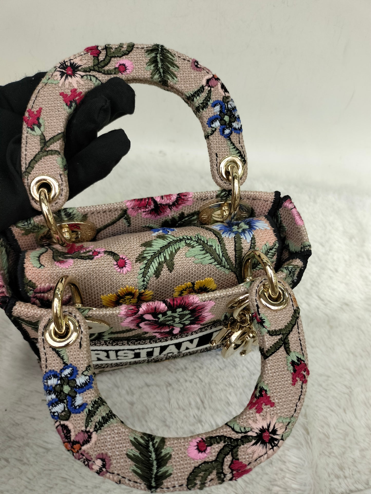 Lady Dior Mini D Lite Embroidered Canvas Mille Fleurs GHW 2023