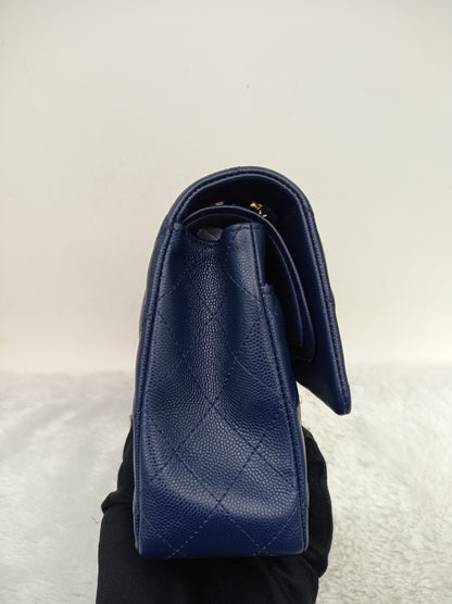 Chanel Medium Caviar Dark Blue GHW DF #24