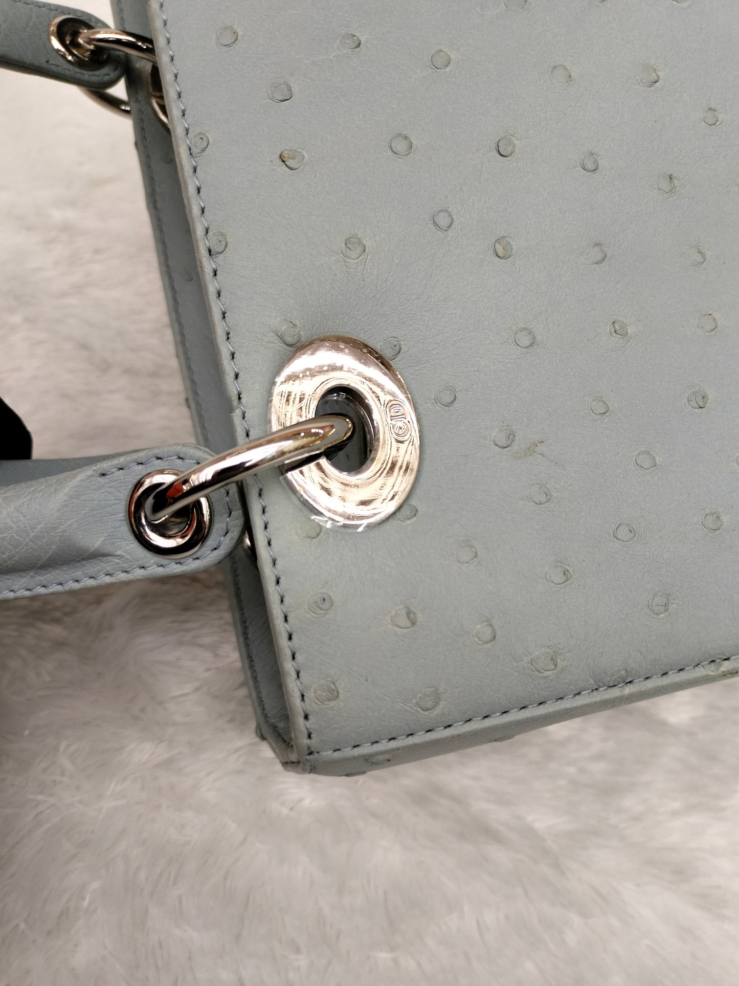 Lady Dior Medium Ostrich Baby Blue SHW 2017