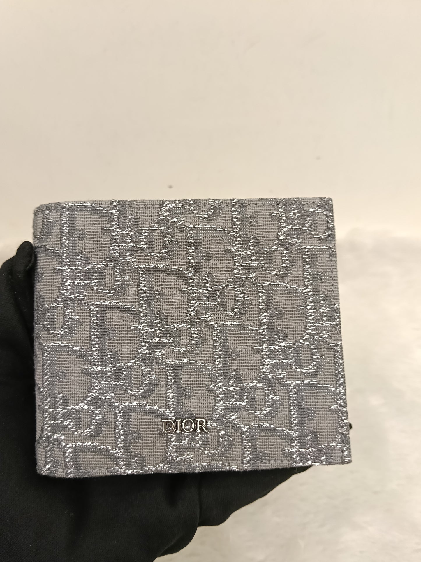 Dior Bifold Wallet Oblique Jacquard Ruthenium Grey Silver